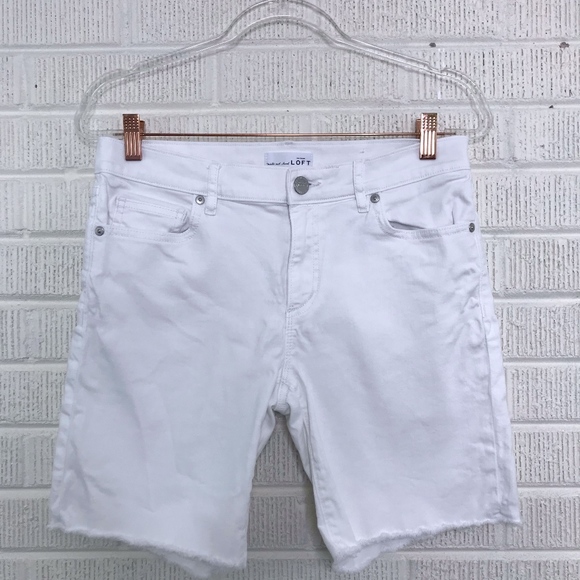 LOFT Pants - LOFT White Denim Raw Hem Jean Shorts Size 28 / 6
